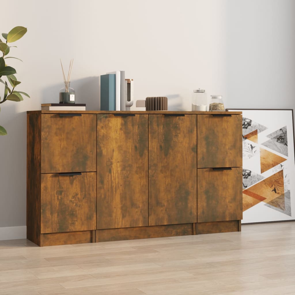 Buffets 3 pcs en bois ouvré couleur chêne