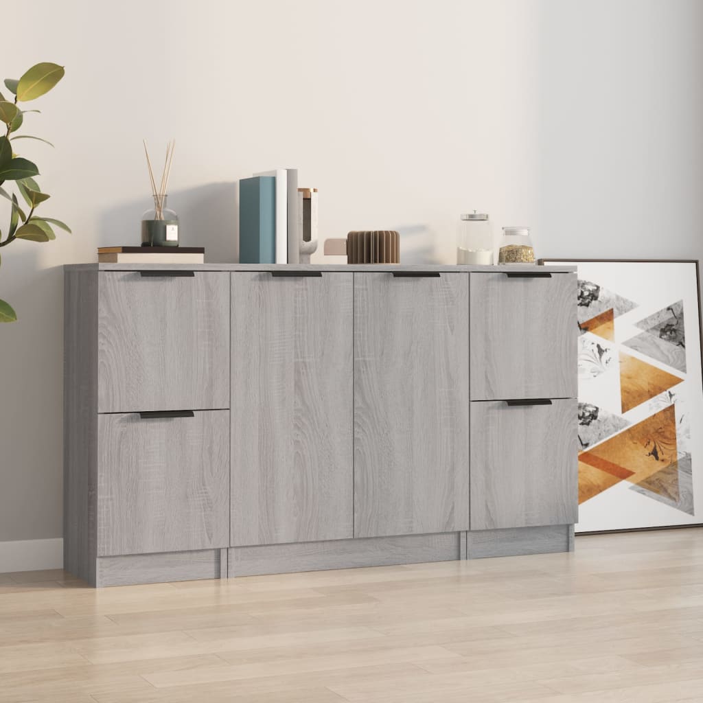 Buffets 3 pcs en bois ouvré couleur chêne