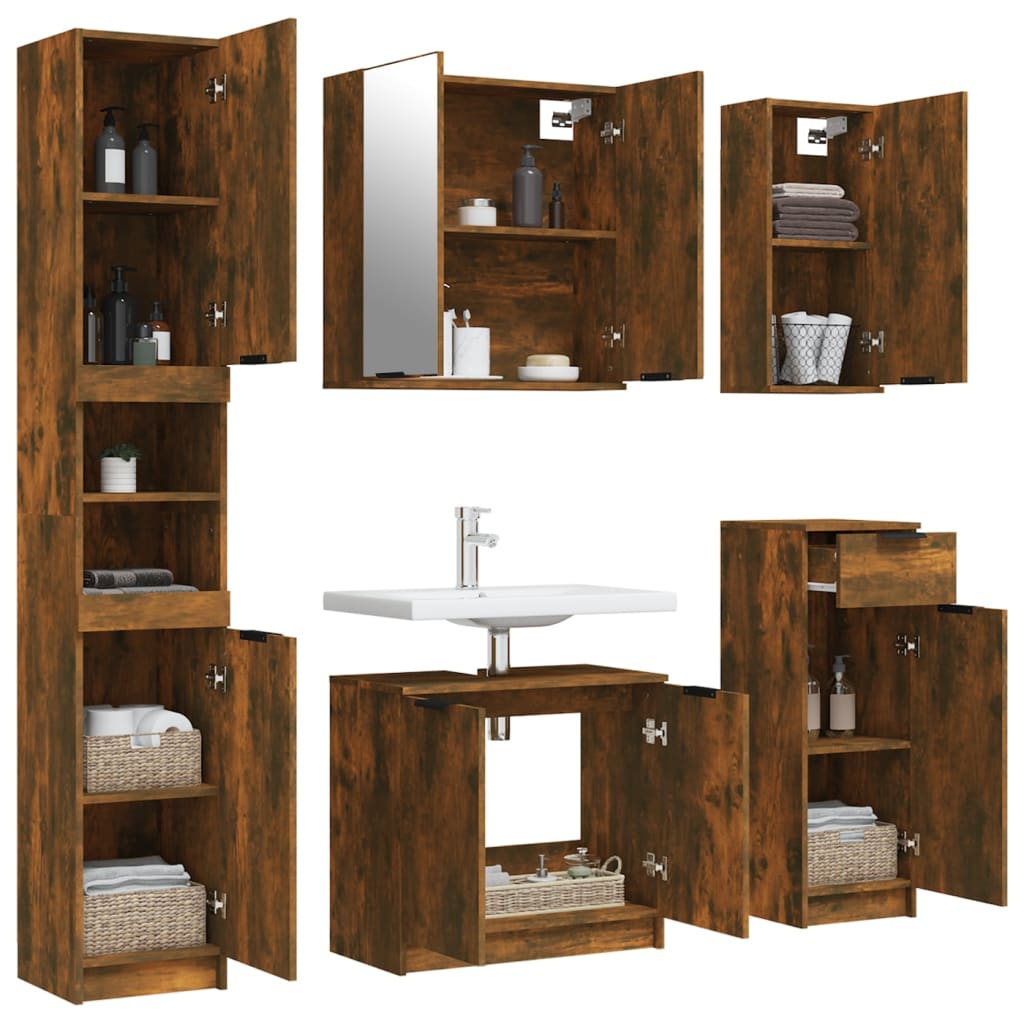 Ensemble d'armoires de salle de bain 5 pièces en bois