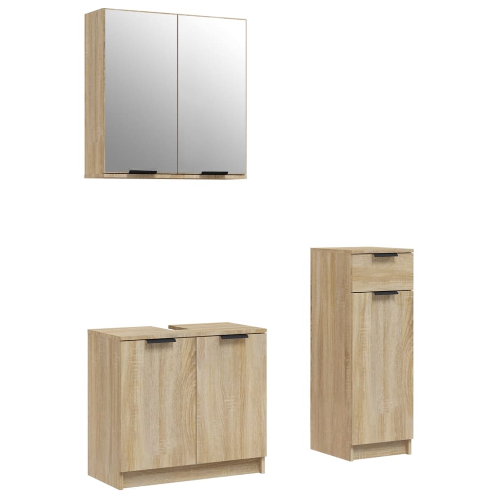 Ensemble de meuble de salle de bain 3 pièces en bois fini, blanc brillant