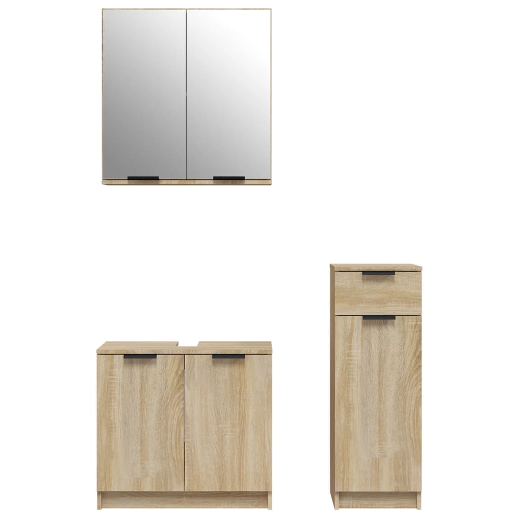 Ensemble de meuble de salle de bain 3 pièces en bois fini, blanc brillant