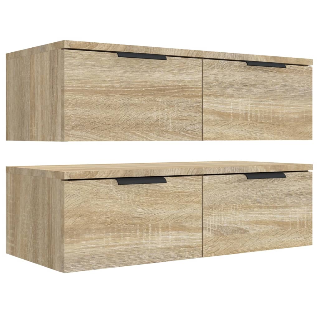 Éléments muraux 2 pcs 68x30x20 cm bois fumé