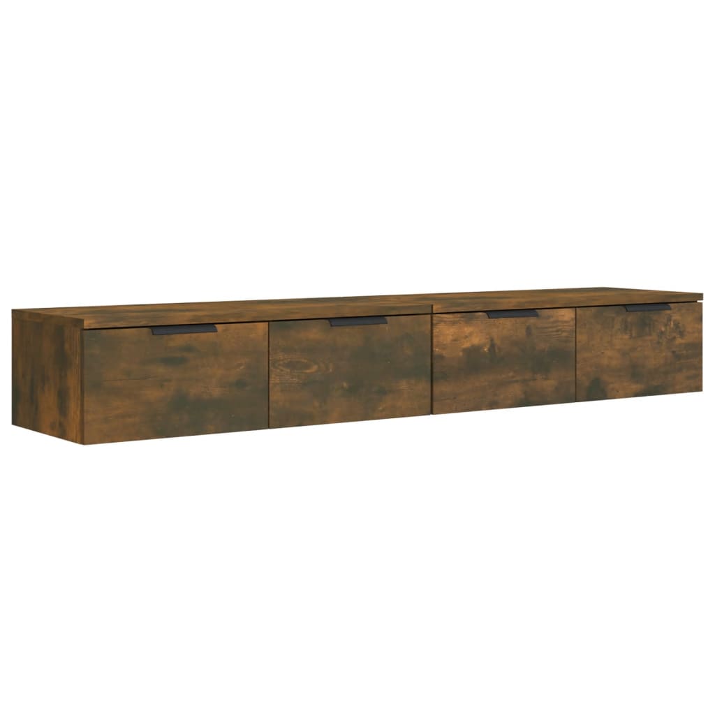 Wandkasten 2 st 68x30x20 cm bewerkt hout gerookt