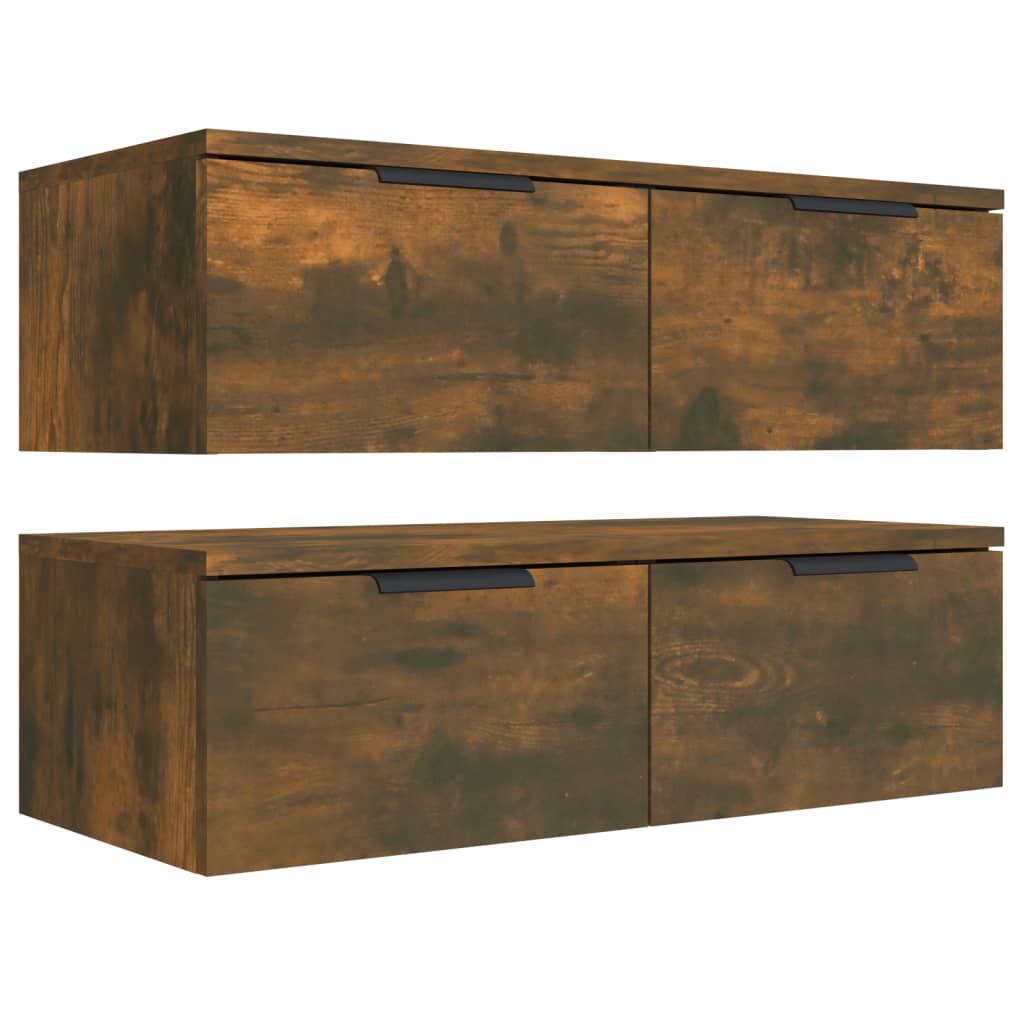 Éléments muraux 2 pcs 68x30x20 cm bois fumé