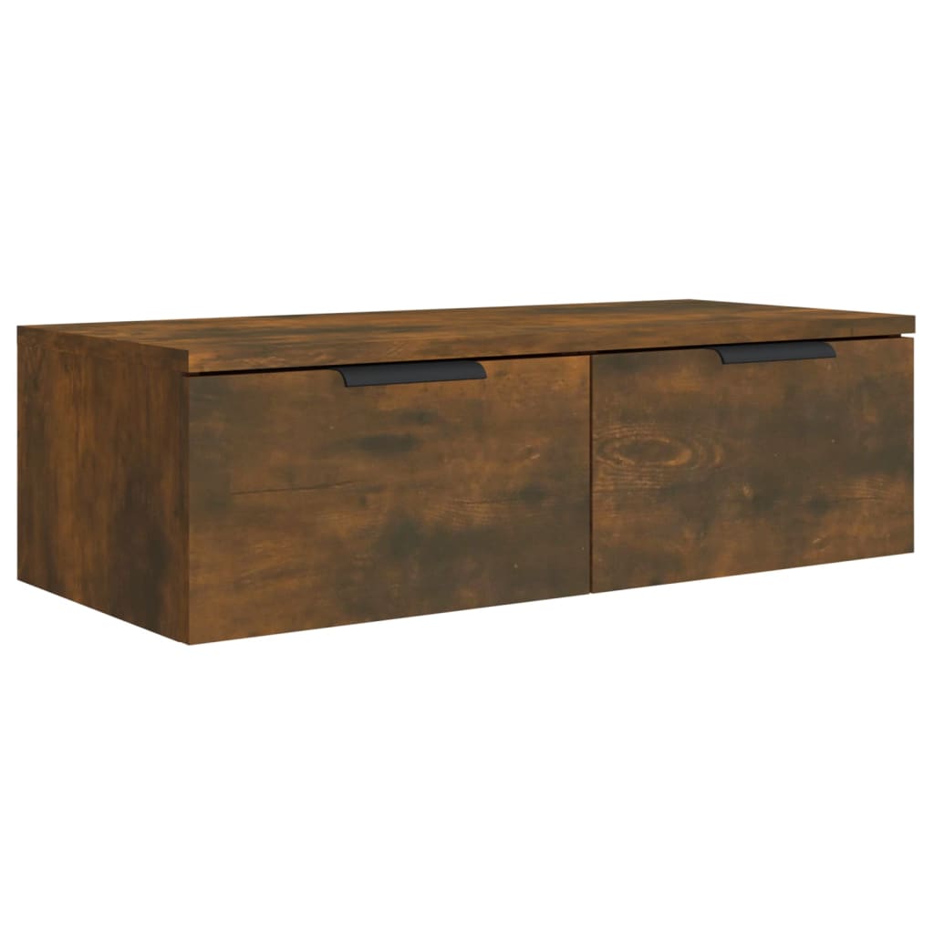 Wandkasten 2 st 68x30x20 cm bewerkt hout gerookt