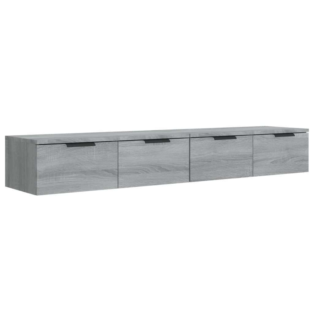 Wandkasten 2 st 68x30x20 cm bewerkt hout gerookt