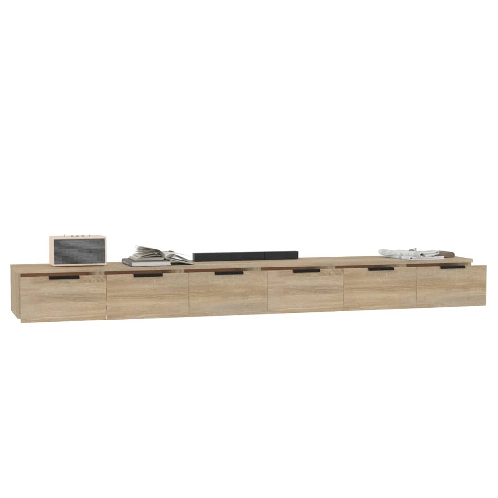 Wandkasten 2 st 102x30x20 cm bewerkt hout