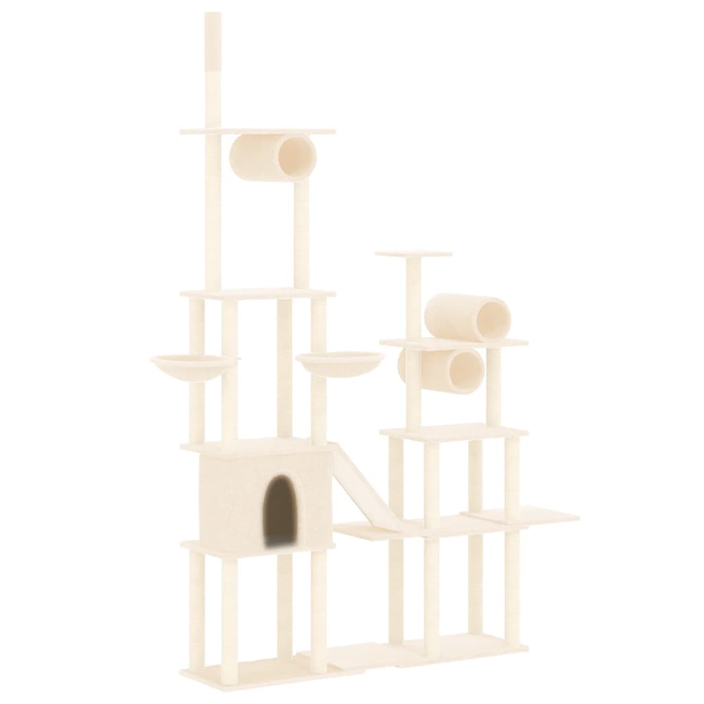 Meuble pour chat avec griffoirs en sisal 279 cm couleur crème