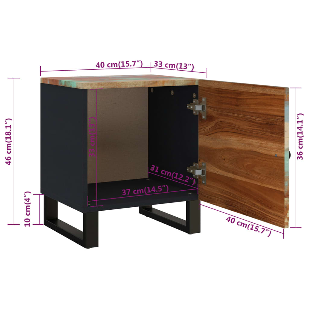 Table de chevet 40x33x46 cm bois massif recyclé