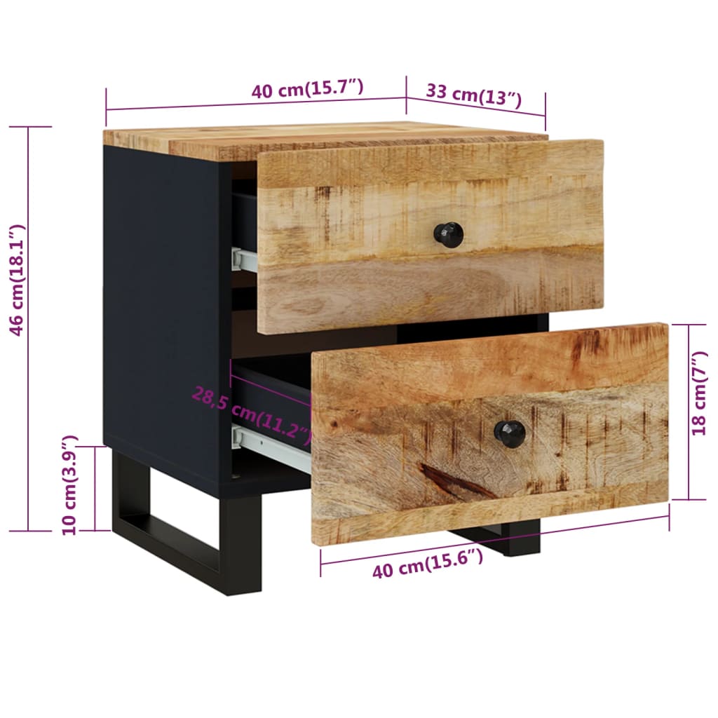 Tables de chevet 2 pcs 40x33x46 cm bois massif recyclé