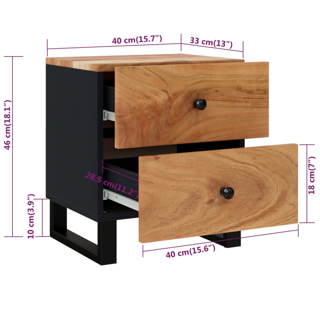 Tables de chevet 2 pcs 40x33x46 cm bois massif recyclé