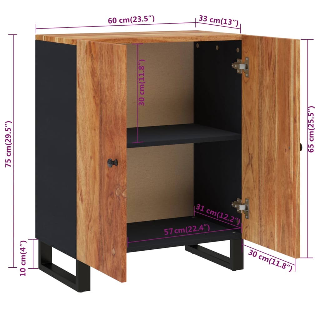 Dressoir 60x33x75 cm massief