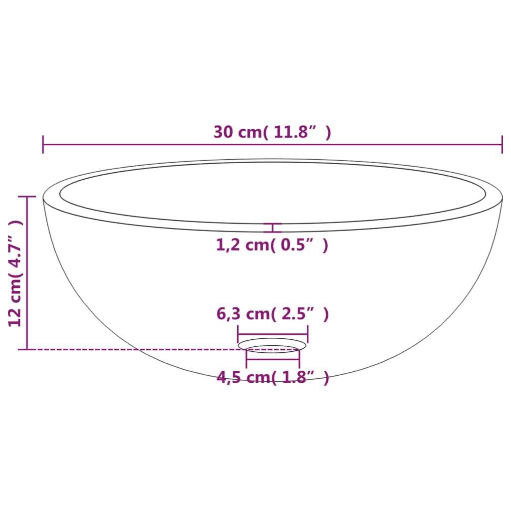 Wasbak 30x12 cm gehard glas goudkleurig