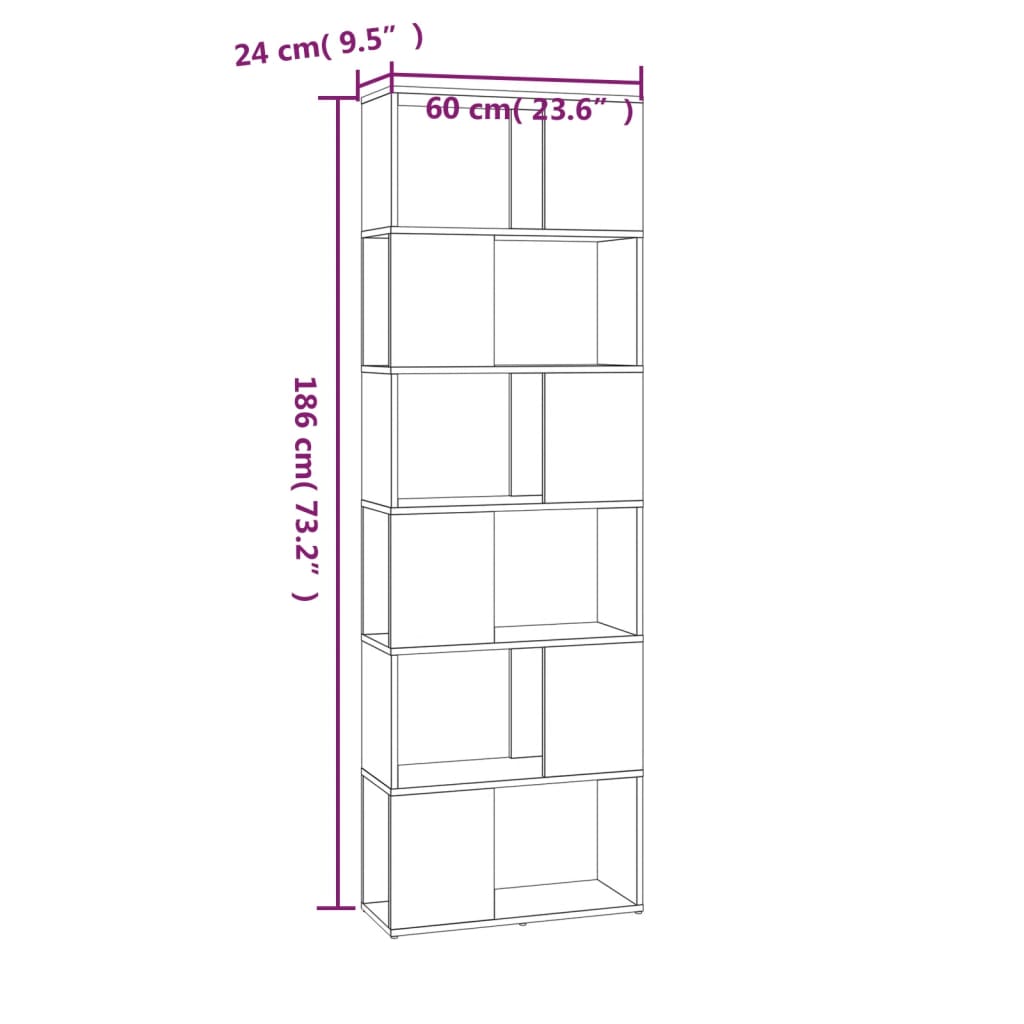 Boekenkast/kamerscherm 60x24x186 cm