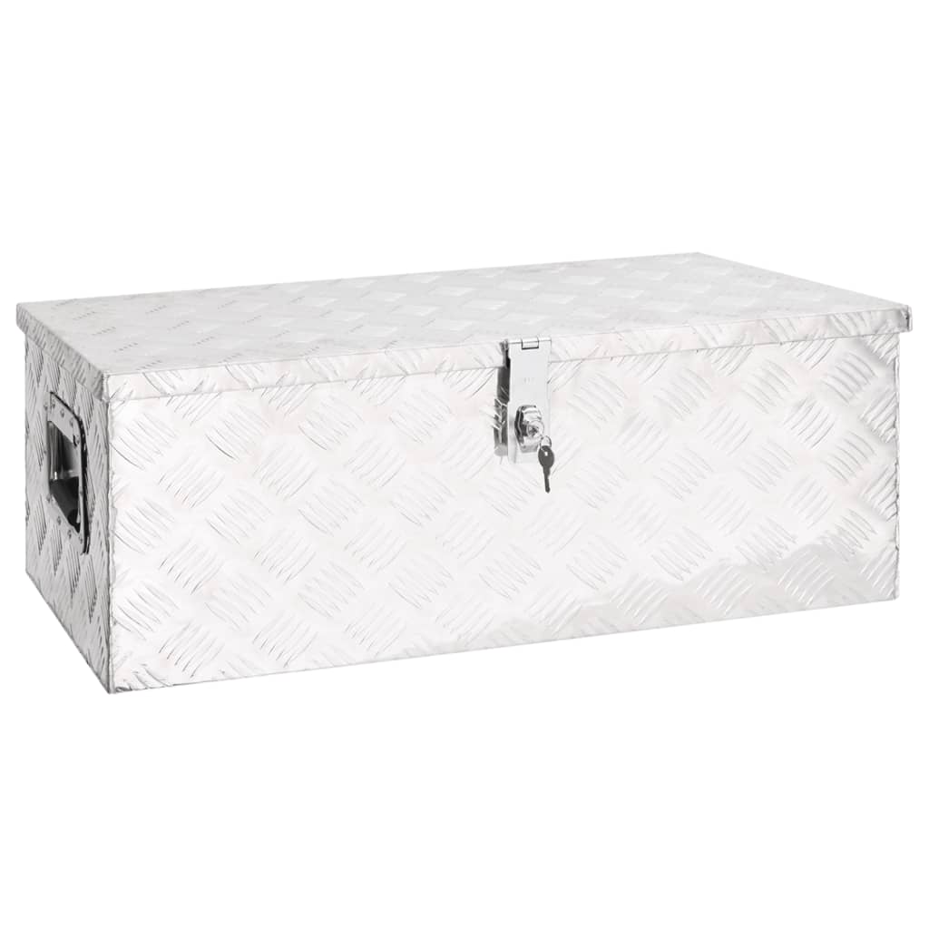 Opbergbox 50x15x20,5 cm aluminium zilverkleurig