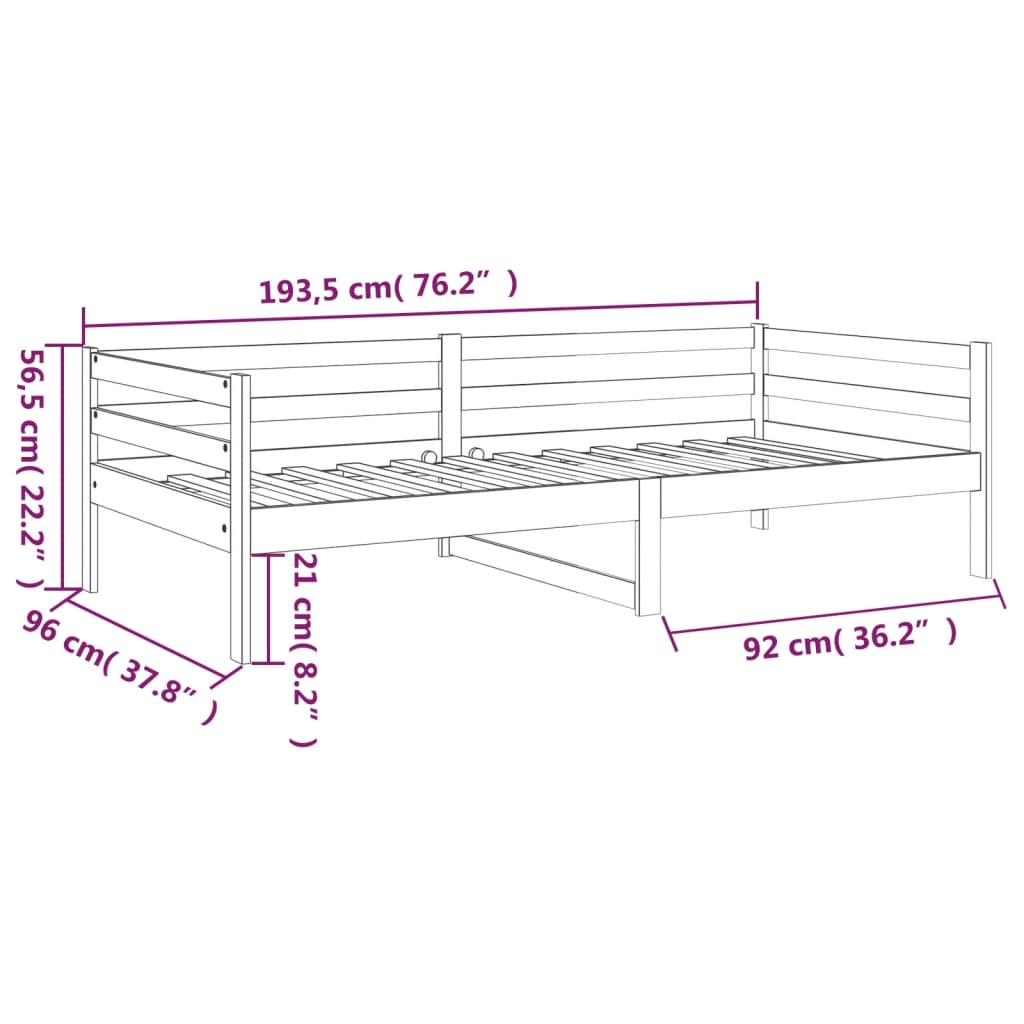 Slaapbank 90x190 cm massief grenenhout