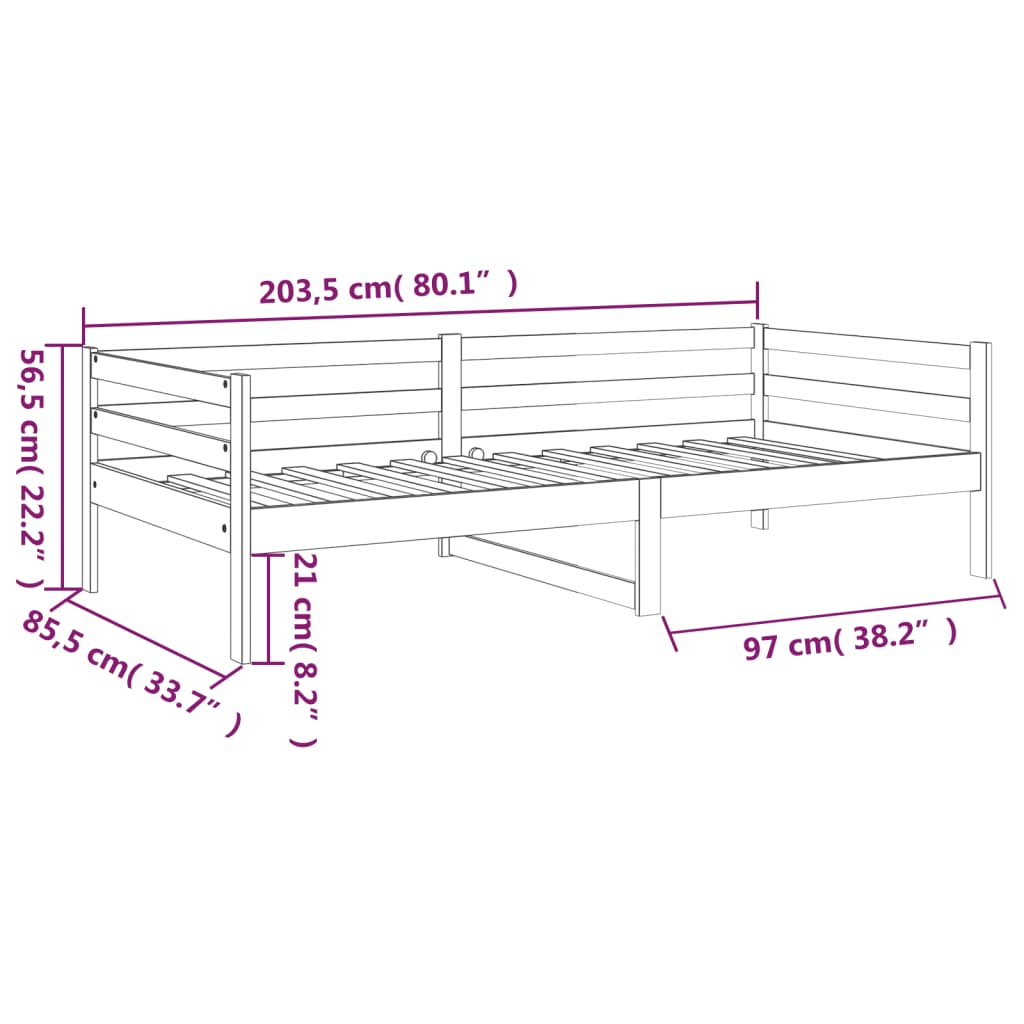 Slaapbank 80x200 cm massief grenenhout