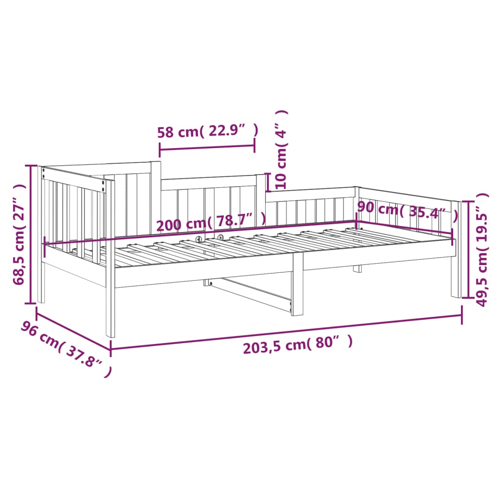 Canapé lit 90x190 cm en pin massif