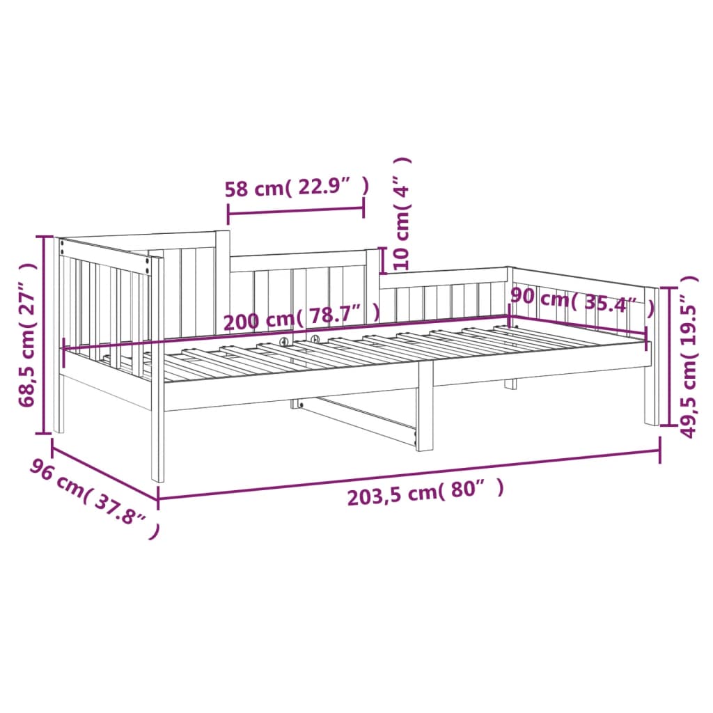 Canapé lit 90x190 cm en pin massif