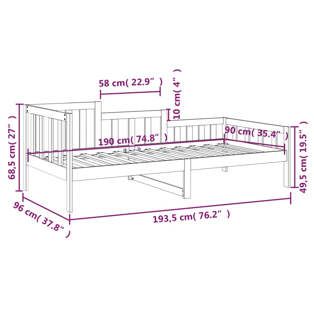 Canapé lit 90x190 cm en pin massif