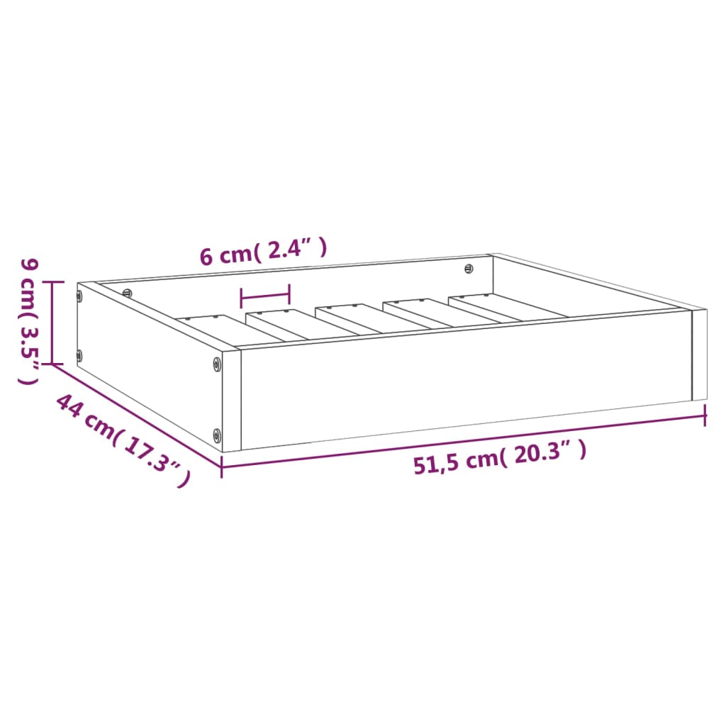 Lit pour chien 51,5x44x9 cm en bois de pin massif