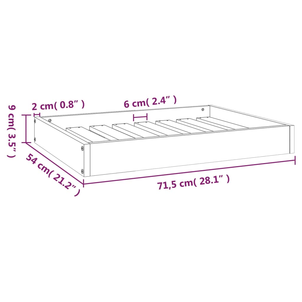 Hondenmand 71,5x54x9 cm massief grenenhout