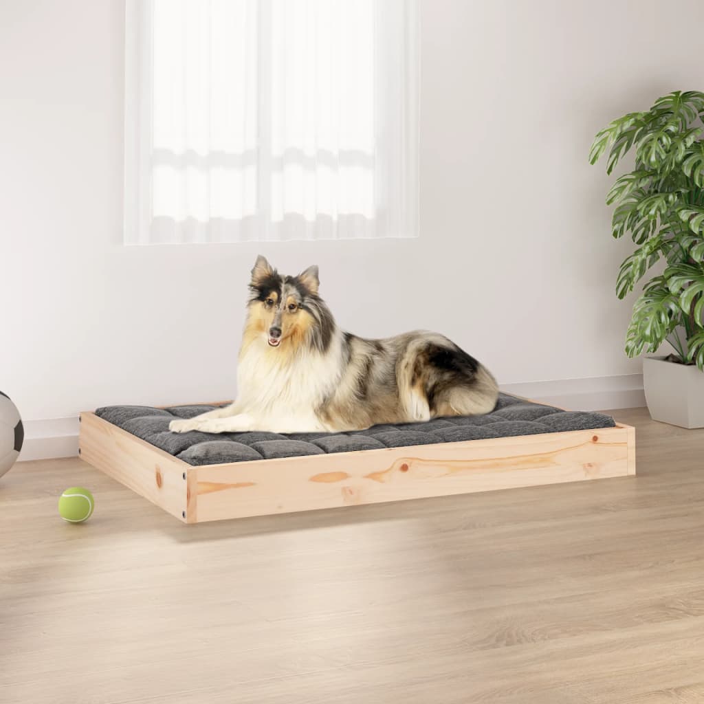 Lit pour chien 91,5x64x9 cm en bois de pin massif