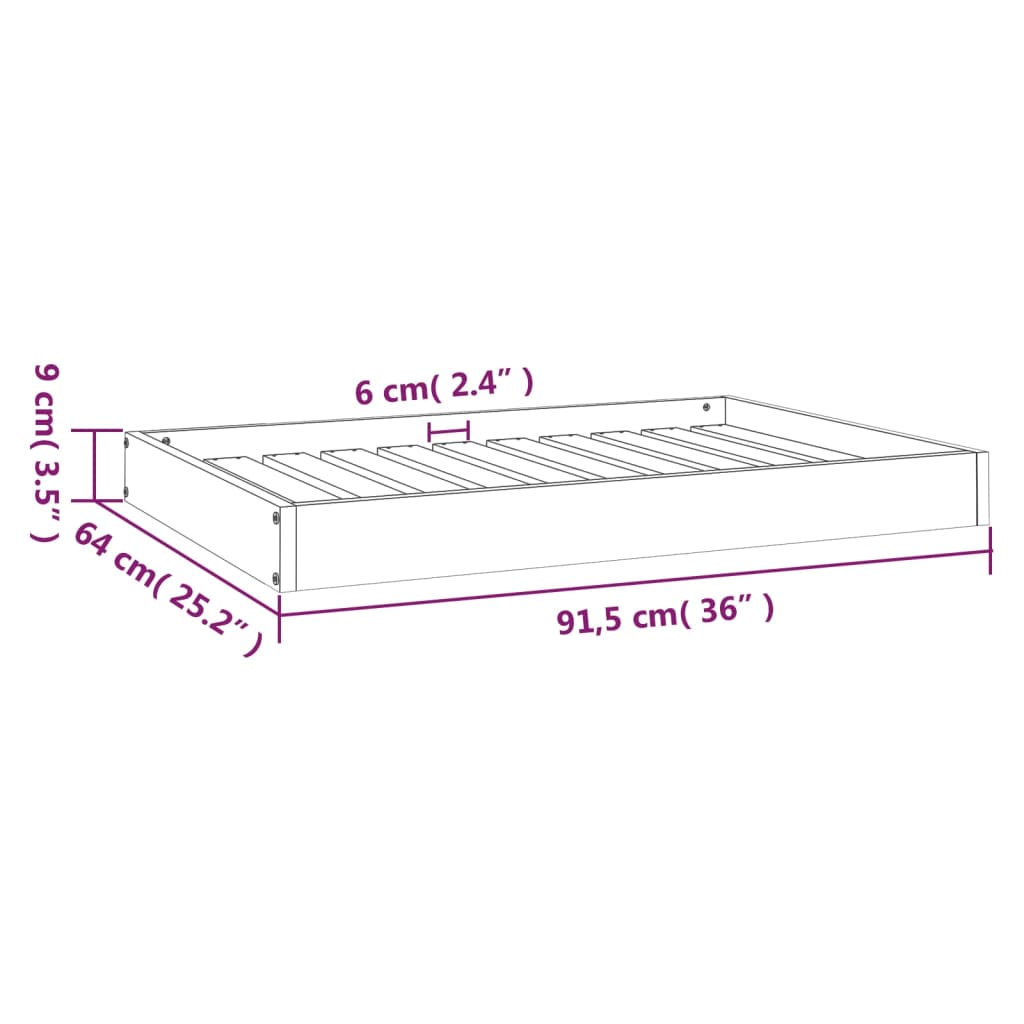 Lit pour chien 91,5x64x9 cm en bois de pin massif