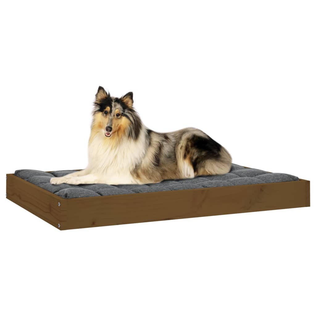 Lit pour chien 91,5x64x9 cm en bois de pin massif