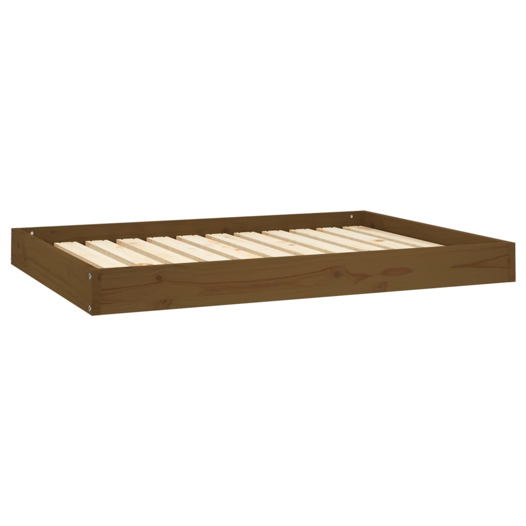 Lit pour chien 101,5x74x9 cm en bois de pin massif marron miel