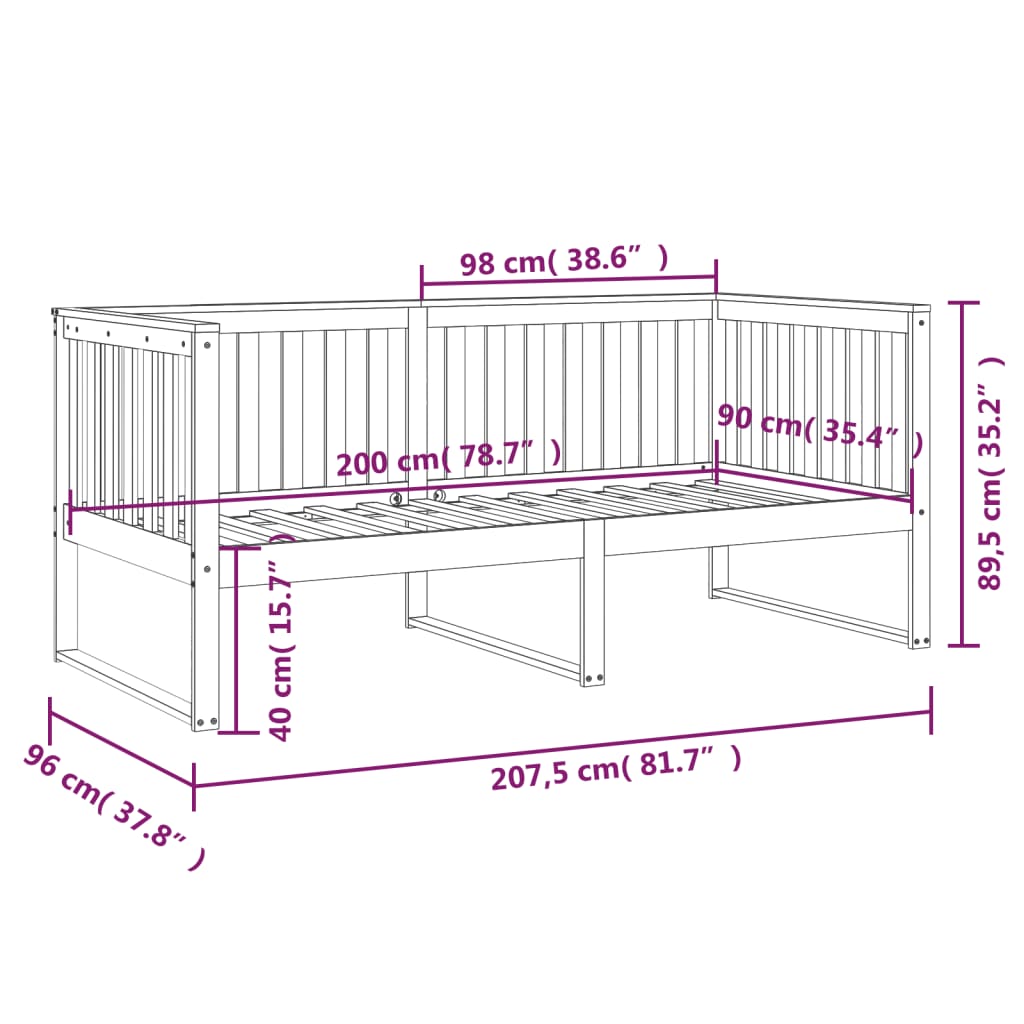 Canapé lit 75x190 cm en pin massif