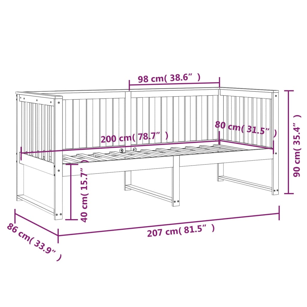 Canapé lit 75x190 cm en pin massif