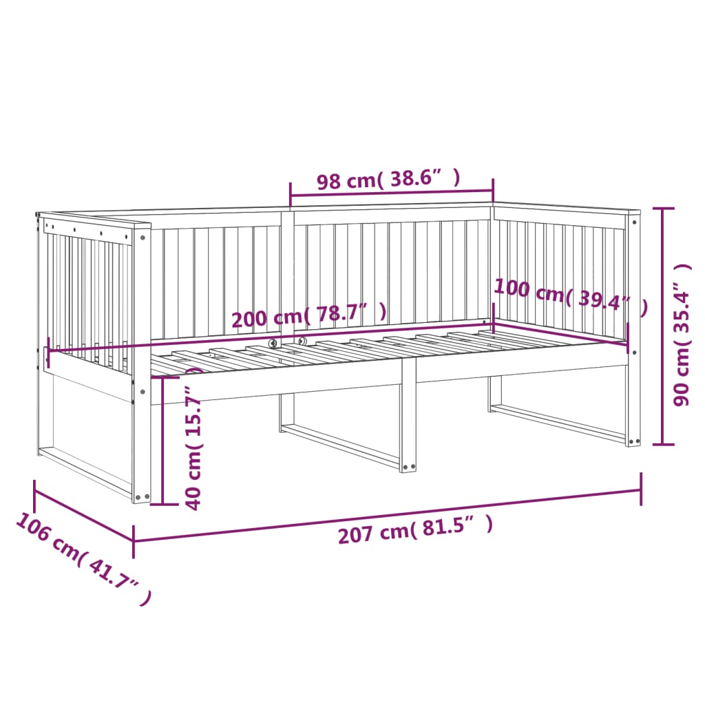 Canapé lit 75x190 cm en pin massif