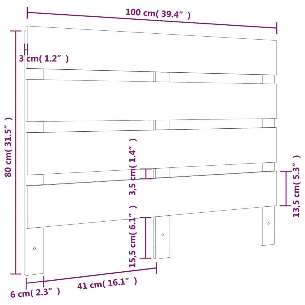 Hoofdbord 150 cm massief grenenhout