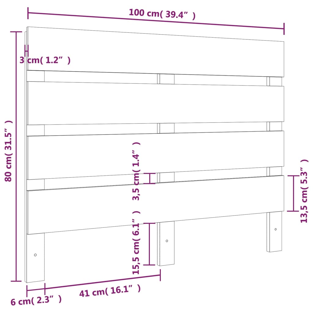 Hoofdbord 150 cm massief grenenhout