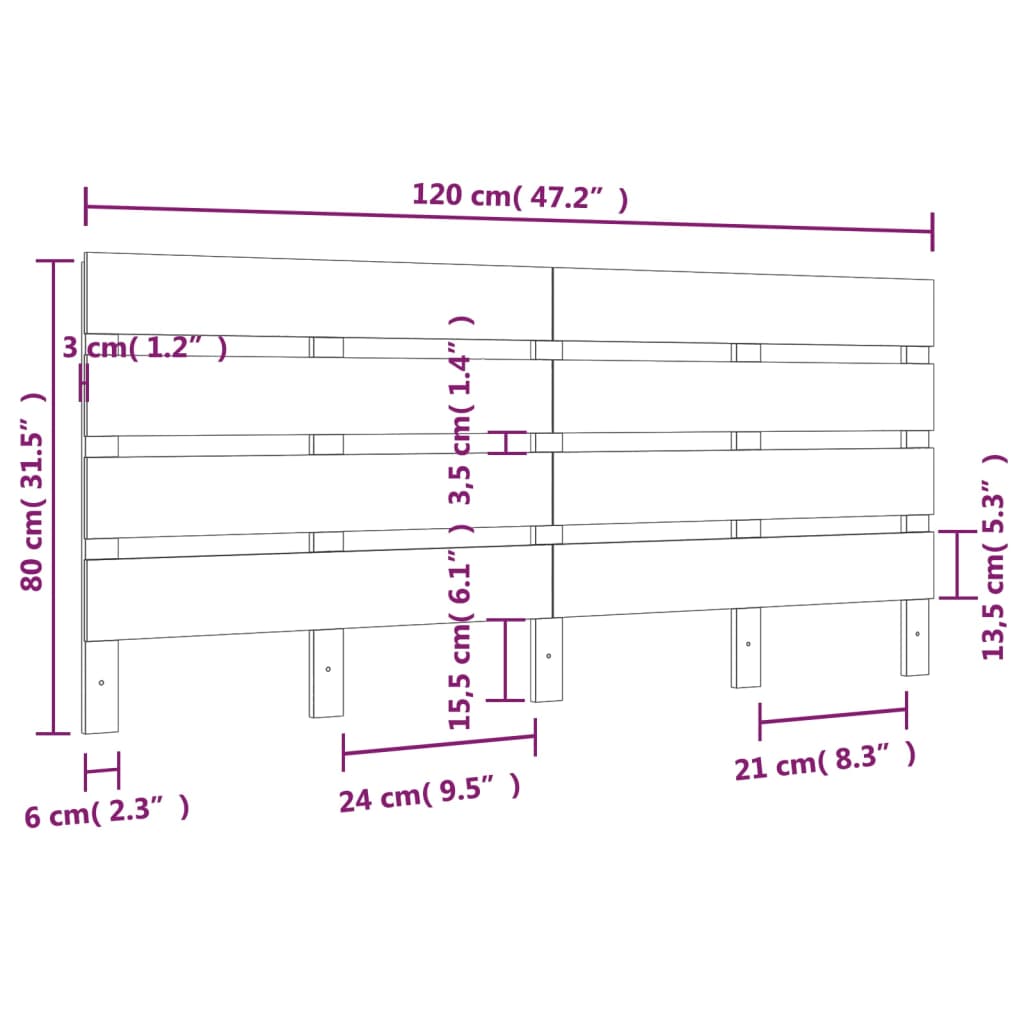 Hoofdbord 150 cm massief grenenhout