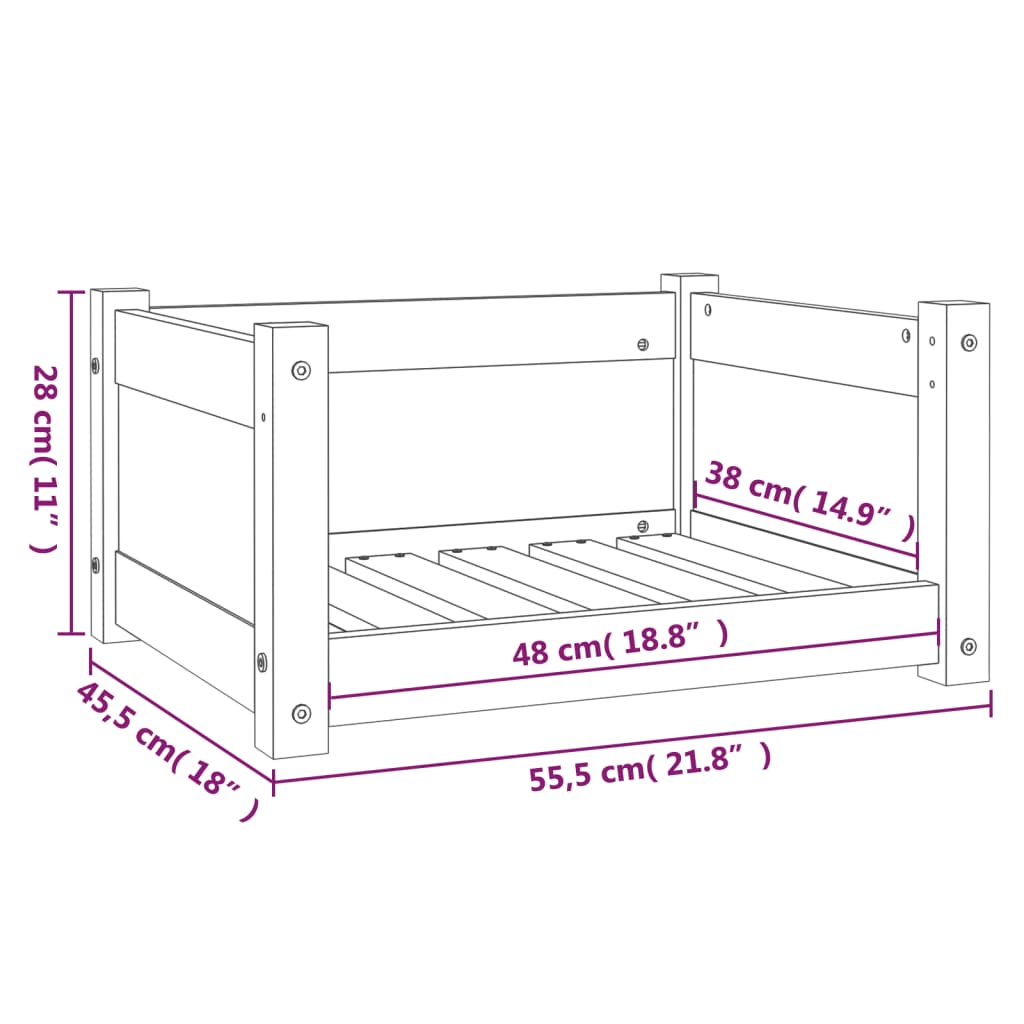 Hondenmand 55,5x45,5x28 cm massief grenenhout