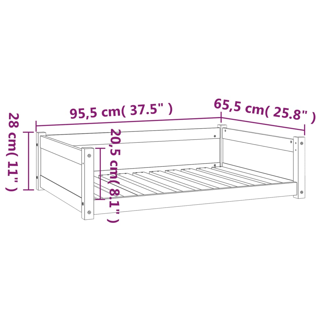 Hondenmand 55,5x45,5x28 cm massief grenenhout