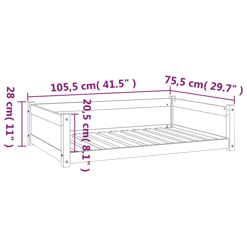 Hondenmand 55,5x45,5x28 cm massief grenenhout