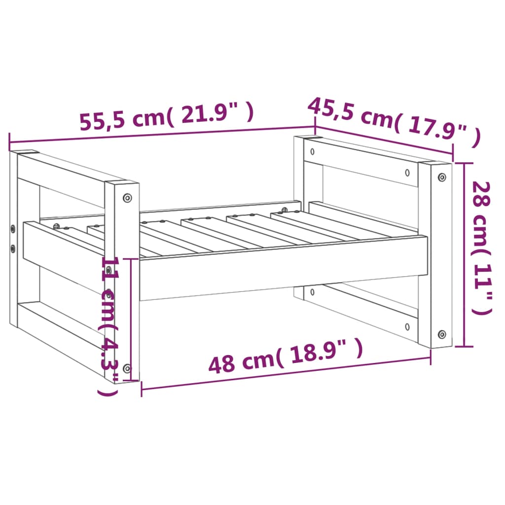 Hondenmand 65,5x50,5x28 cm massief grenenhout