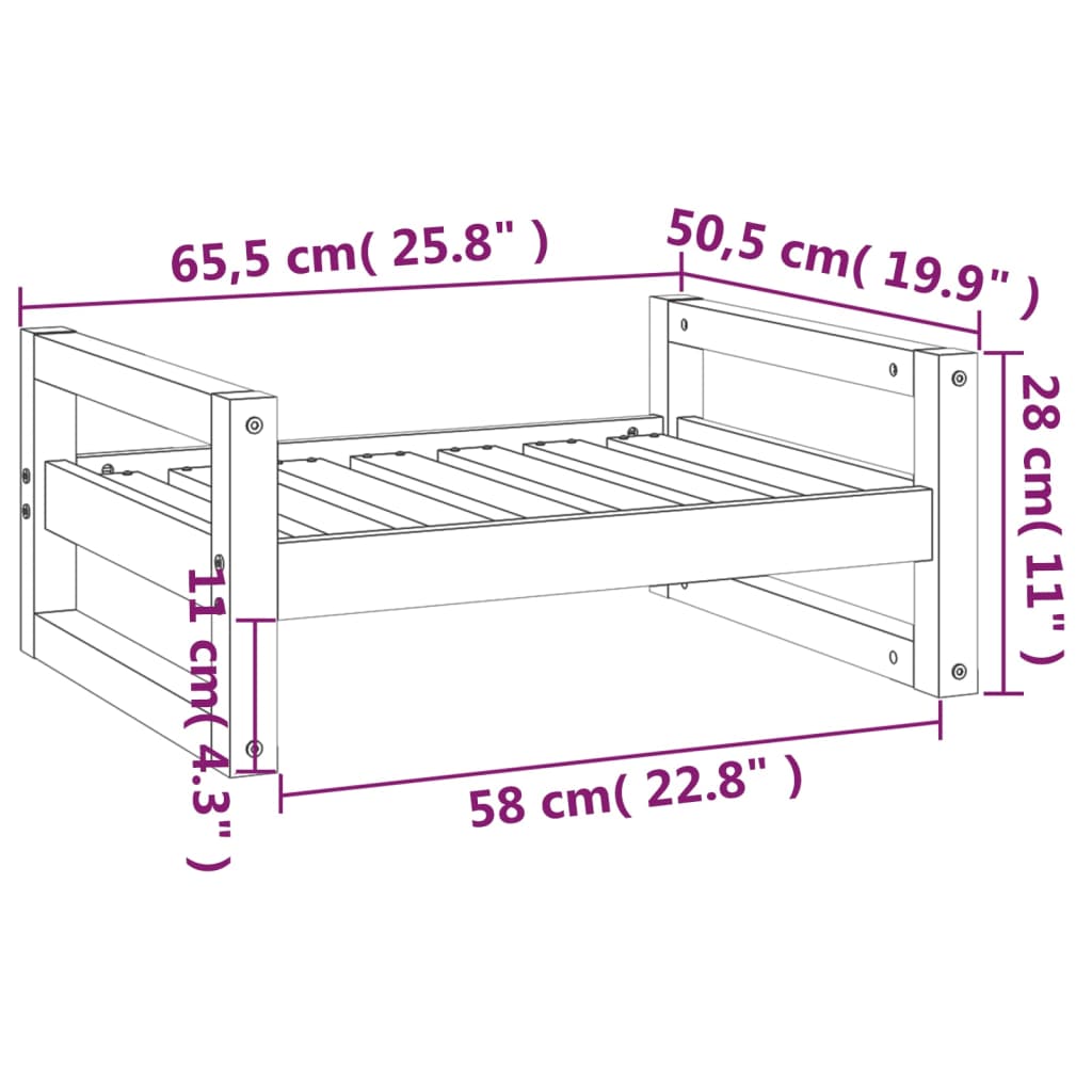 Hondenmand 65,5x50,5x28 cm massief grenenhout