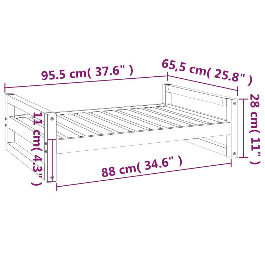 Hondenmand 65,5x50,5x28 cm massief grenenhout