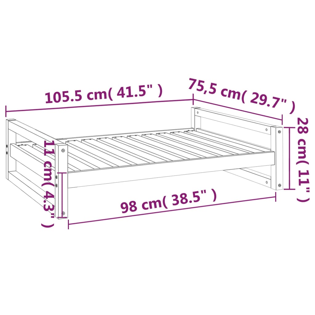 Hondenmand 65,5x50,5x28 cm massief grenenhout