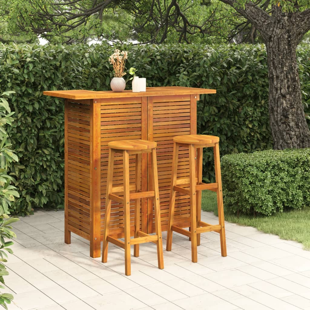 Ensemble de bar de jardin 5 pièces en bois d'acacia massif