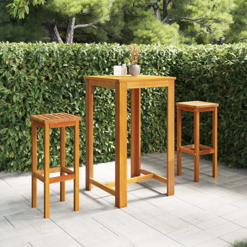 Ensemble de bar de jardin 9 pièces en bois d'acacia massif