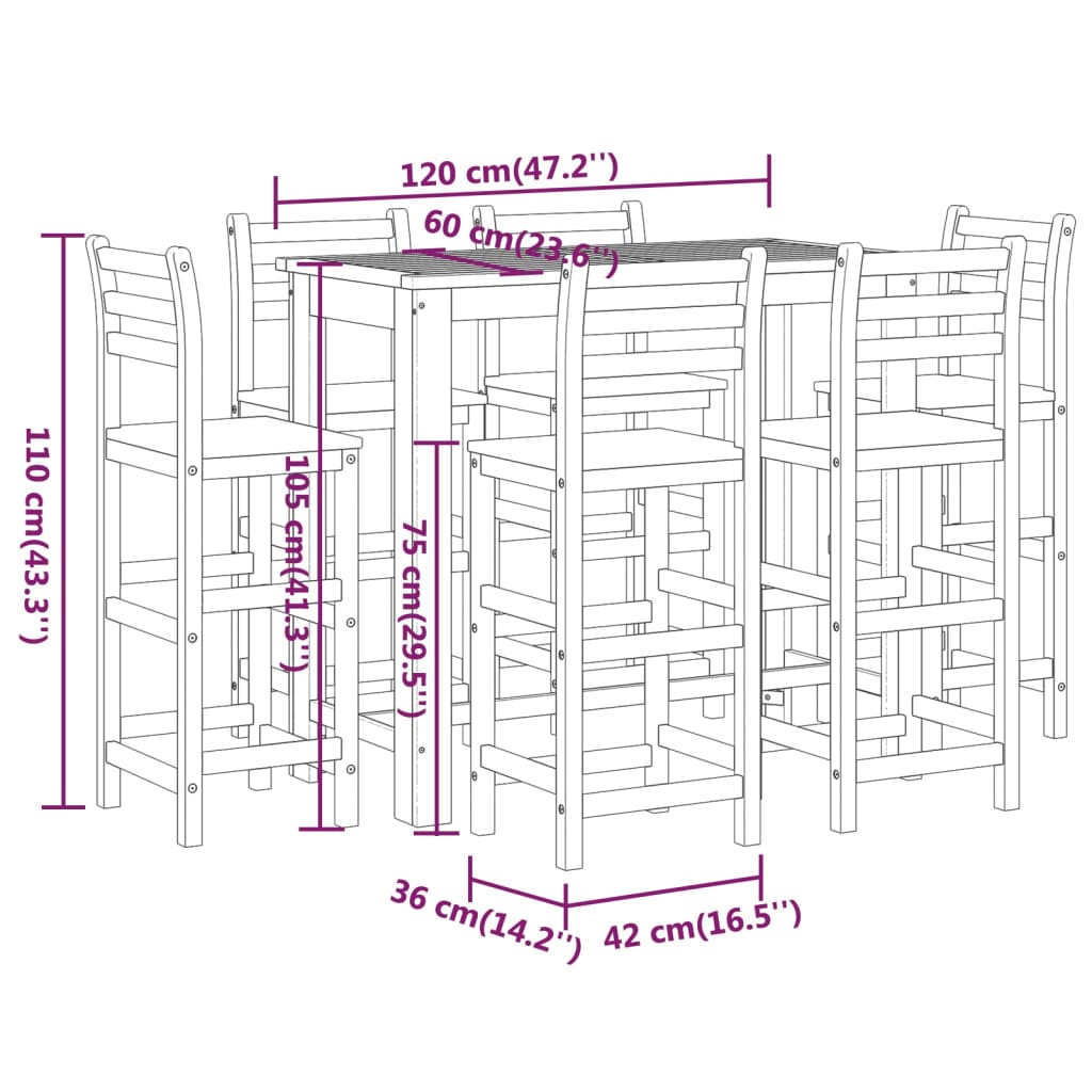 9-delige Tuinbarset massief acaciahout