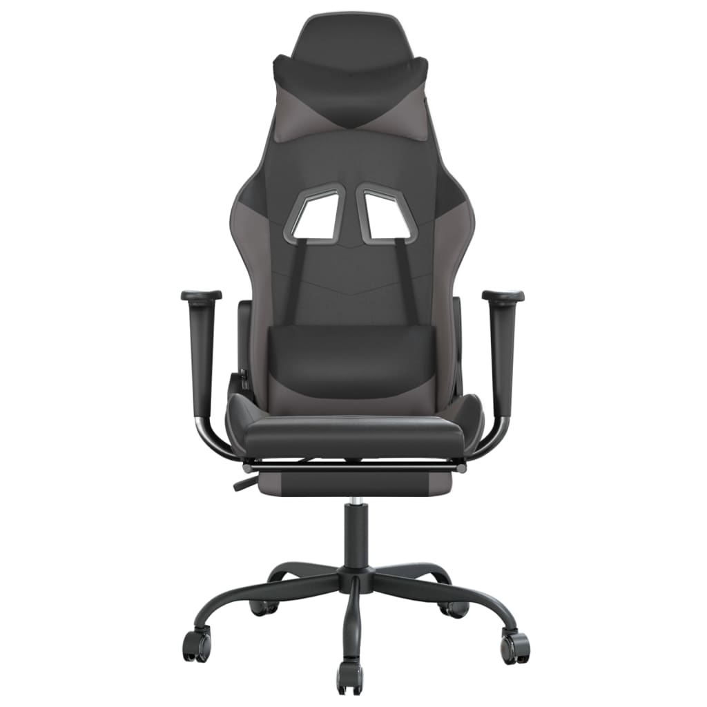 Fauteuil de jeu massant avec repose-pieds en cuir artificiel