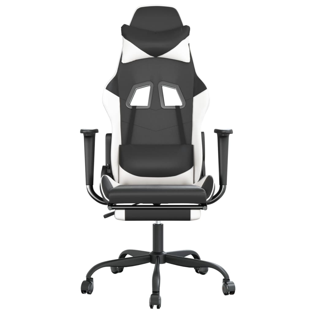 Fauteuil de jeu massant avec repose-pieds en cuir artificiel