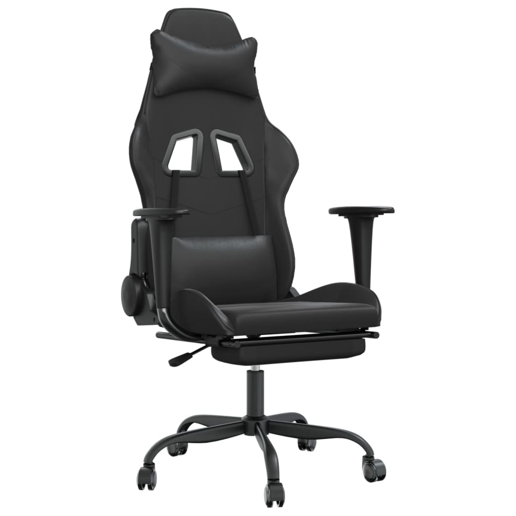 Fauteuil de jeu massant avec repose-pieds en cuir artificiel