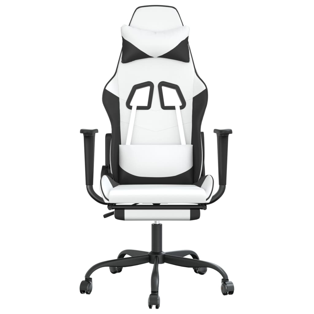 Fauteuil de jeu massant avec repose-pieds en cuir artificiel